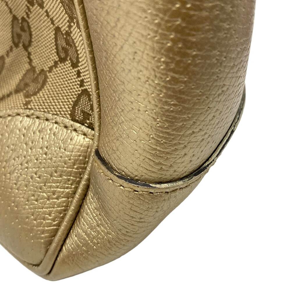 Gucci GG Handbag 353121 Beige Dark Brown Gold Jacquard Leather - Picture 14 of 15